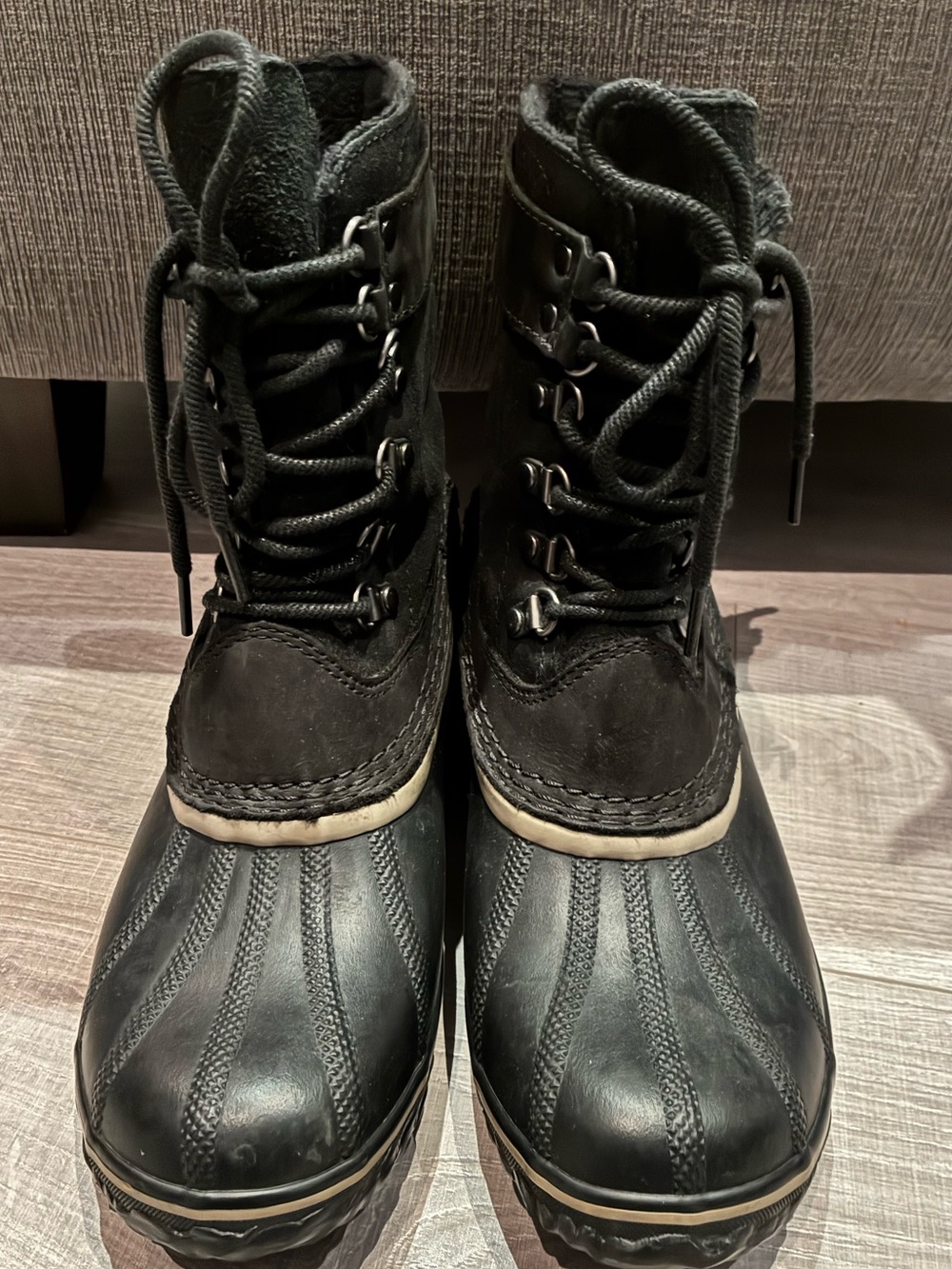 Sorel Woman’s Fancy 11 Boots Black and Tan Lace-Up Waterproof Boots